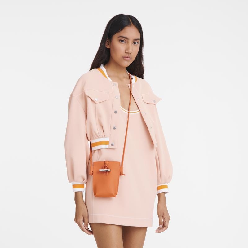 Orange Women's Longchamp Roseau with lace Phone Case | 08143-MFXQ