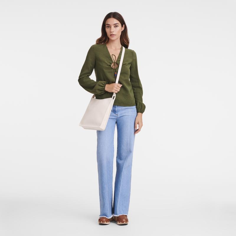 Paper White Women's Longchamp Le Foulonné M Crossbody Bags | 49386-RIBZ