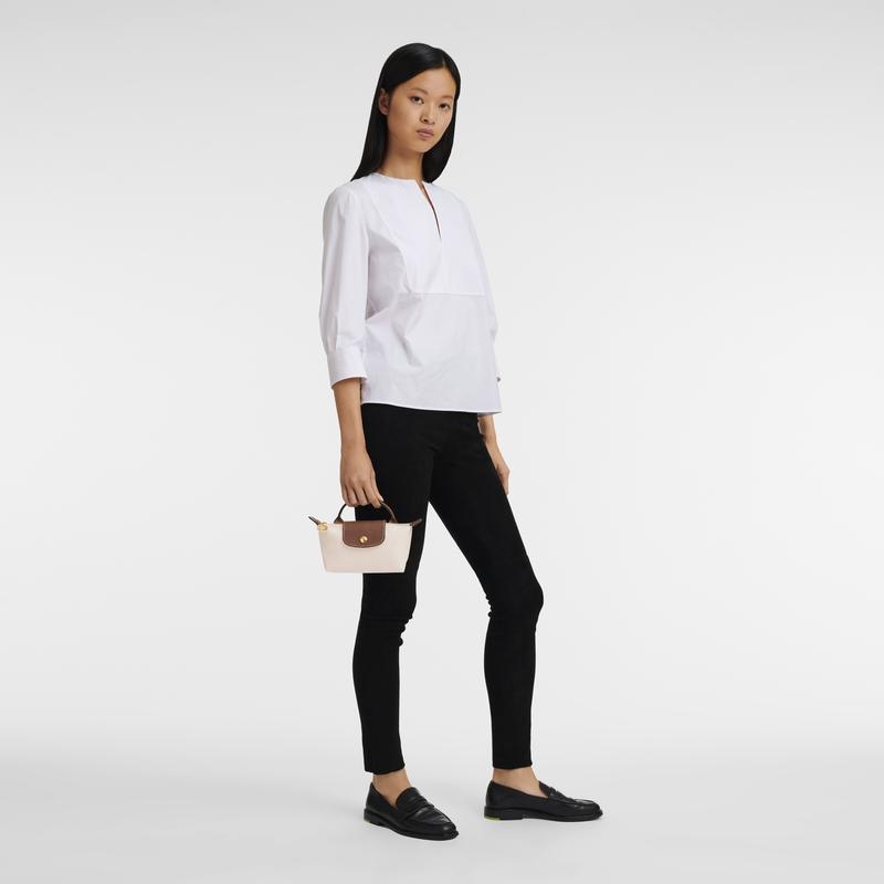 Paper White Women's Longchamp Le Pliage Original with handle Pouches | 10685-GYCM