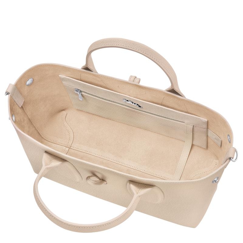 Paper White Women's Longchamp Roseau M Handbags | 21376-BGPA