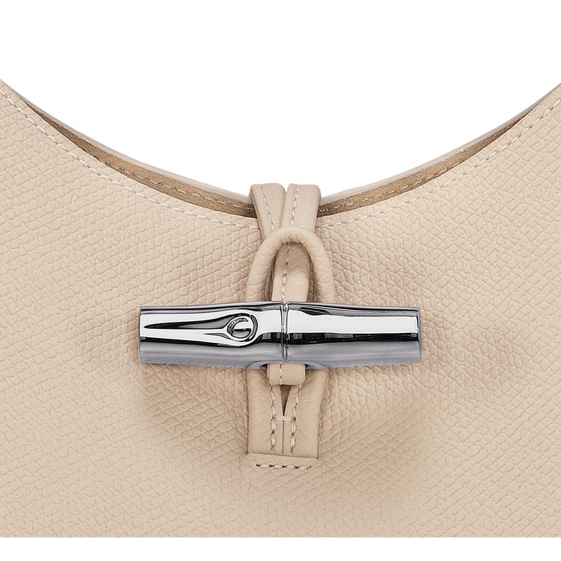 Paper White Women's Longchamp Roseau M Hobo Bags | 86907-TVBM