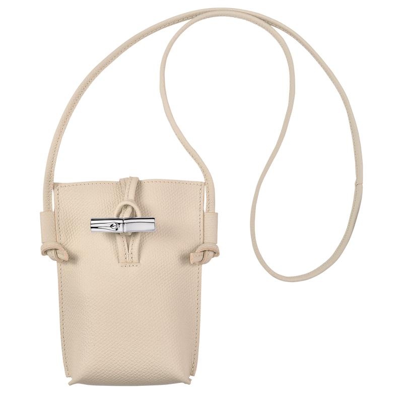 Paper White Women\'s Longchamp Roseau with lace Phone Case | 73905-GECM