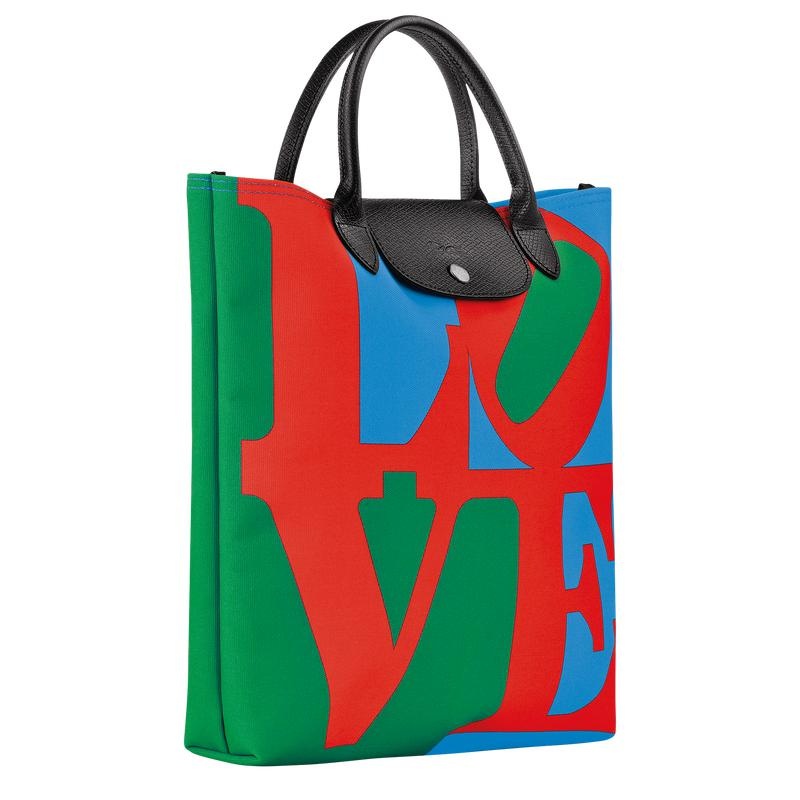 Red/Navy Men's Longchamp x Robert Indiana L Handbags | 62847-KLTI