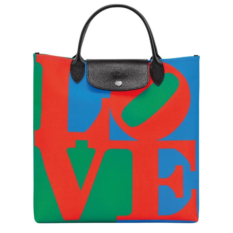 Red/Navy Men\'s Longchamp x Robert Indiana L Handbags | 62847-KLTI