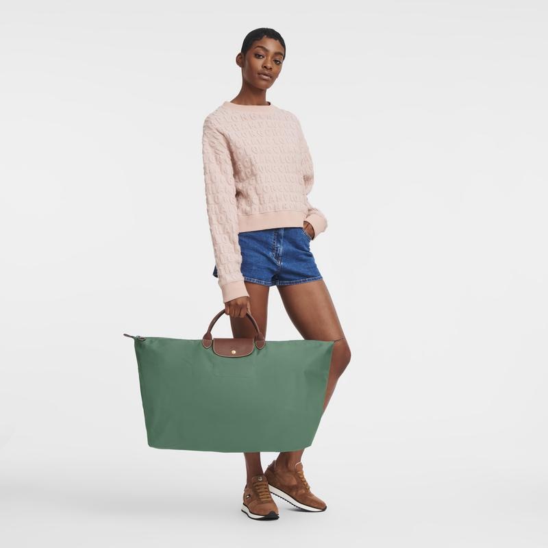 Sage Green Men's Longchamp Le Pliage Original M Travel Bags | 40358-MBPA