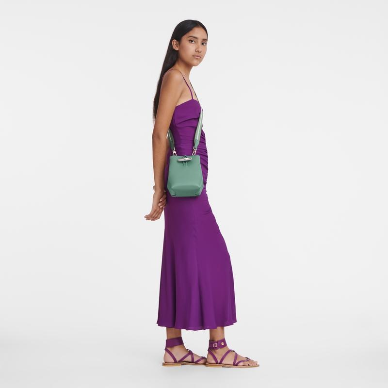 Sage Green Women's Longchamp Roseau XS Bucket Bag | 61357-LGVZ