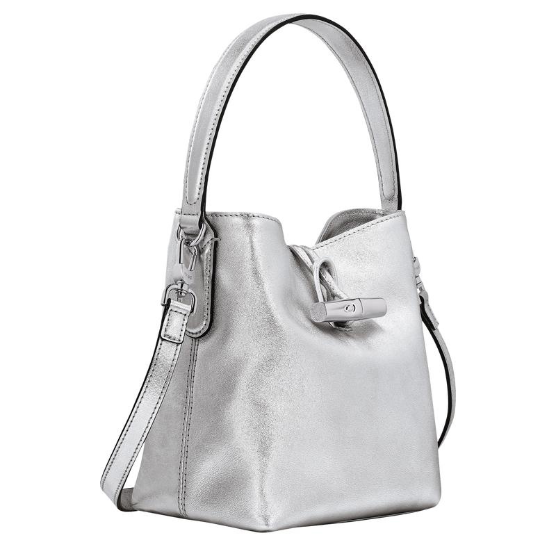 Silver Women's Longchamp Roseau XS Bucket Bag | 91038-QEBH