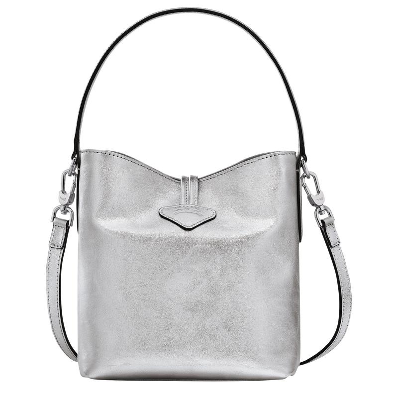 Silver Women's Longchamp Roseau XS Bucket Bag | 91038-QEBH