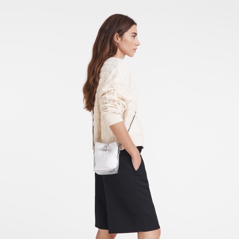Silver Women's Longchamp Roseau XS Crossbody Bags | 86391-RSGU