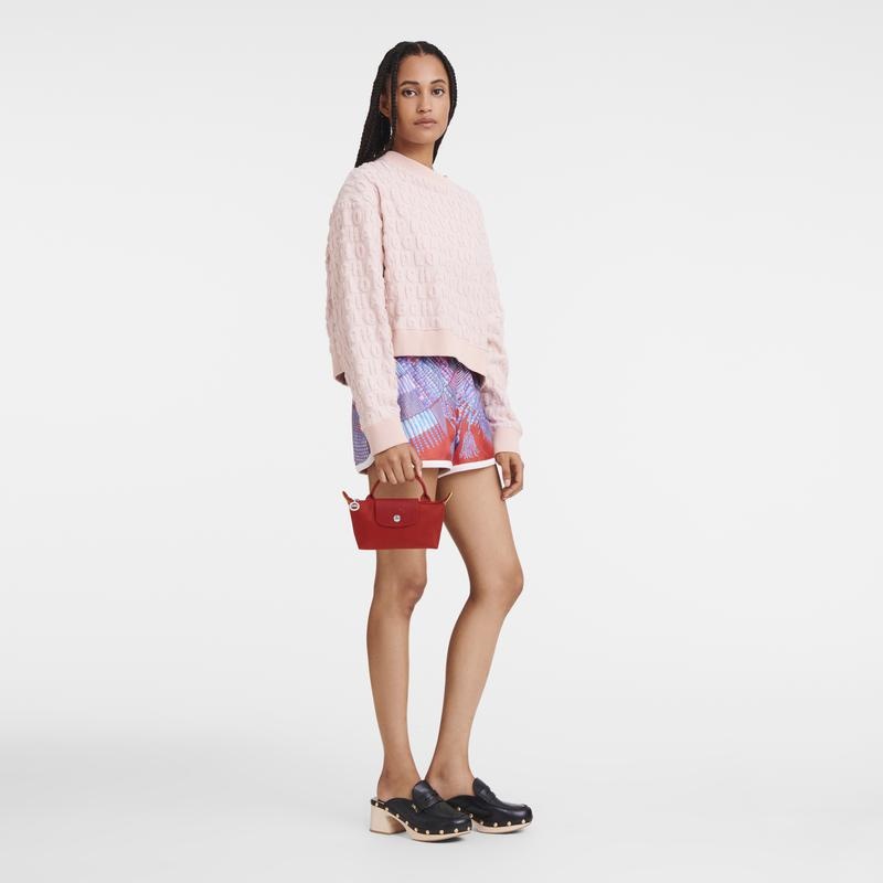 Tomato Red Women's Longchamp Le Pliage Green with handle Pouches | 49865-CKXP