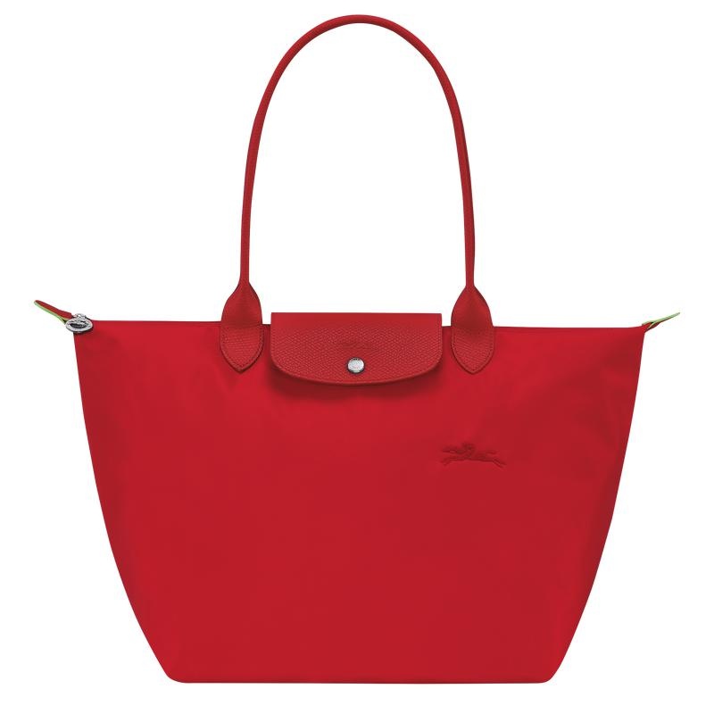 Tomato Red Women\'s Longchamp Le Pliage Green L Tote Bag | 98701-QULM