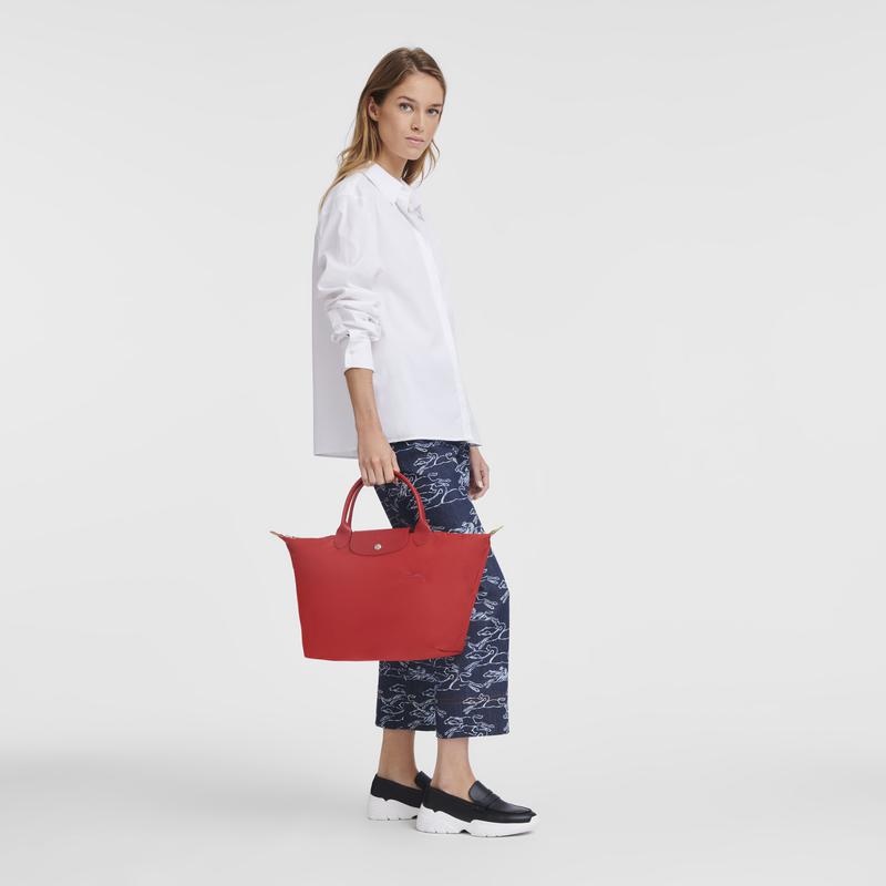 Tomato Red Women's Longchamp Le Pliage Green M Handbags | 34062-SXRA