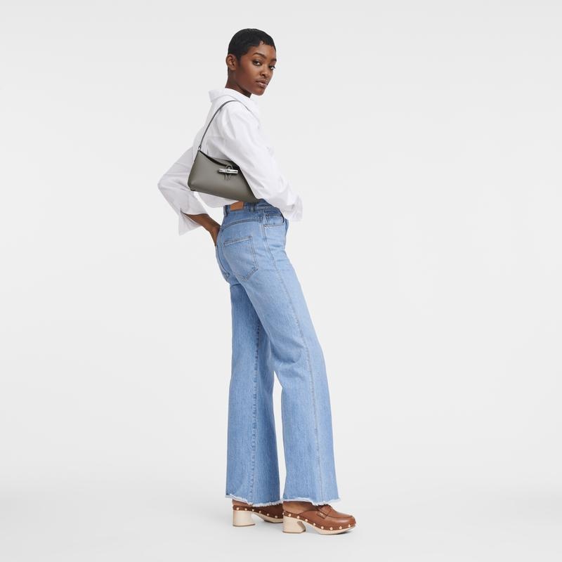 Turtledove Grey Women's Longchamp Roseau S Hobo Bags | 68149-CXHA