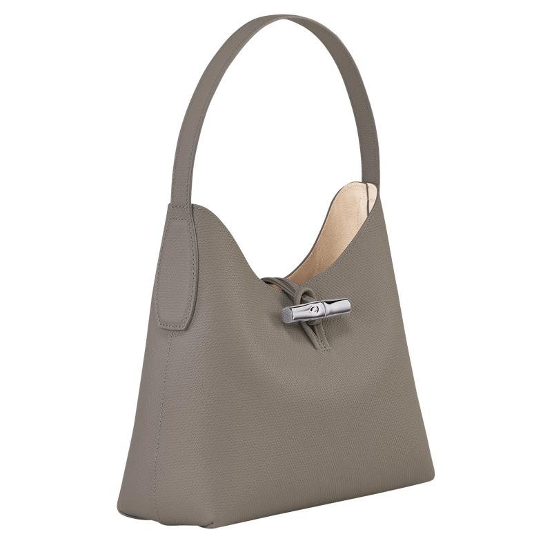Turtledove Grey Women's Longchamp Roseau M Hobo Bags | 13457-DHEA