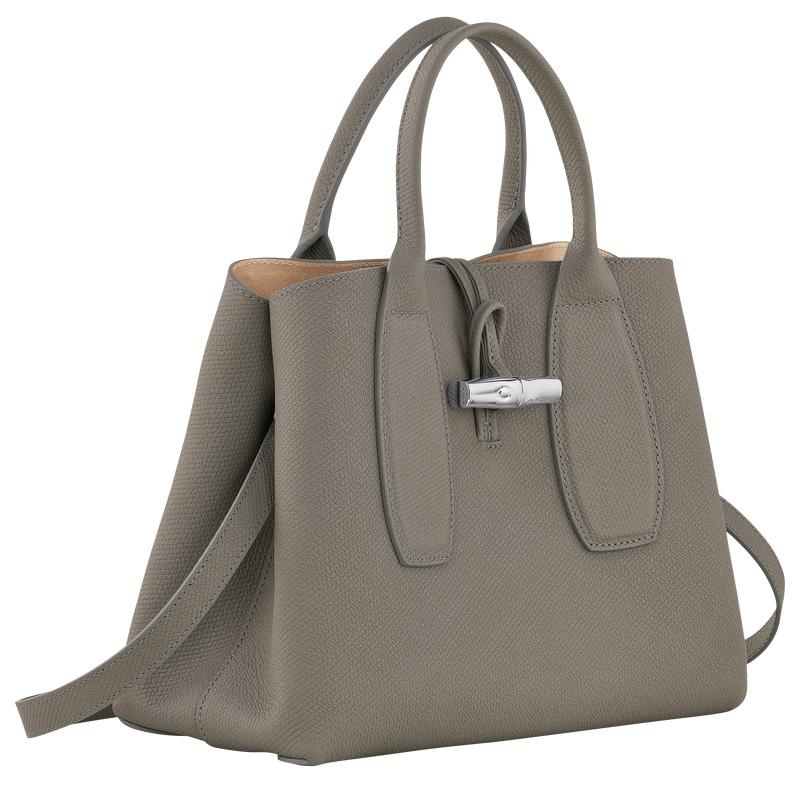 Turtledove Grey Women's Longchamp Roseau M Handbags | 37154-AQFS