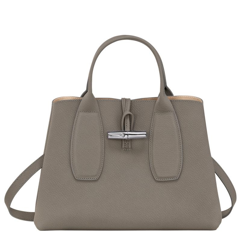 Turtledove Grey Women\'s Longchamp Roseau M Handbags | 37154-AQFS