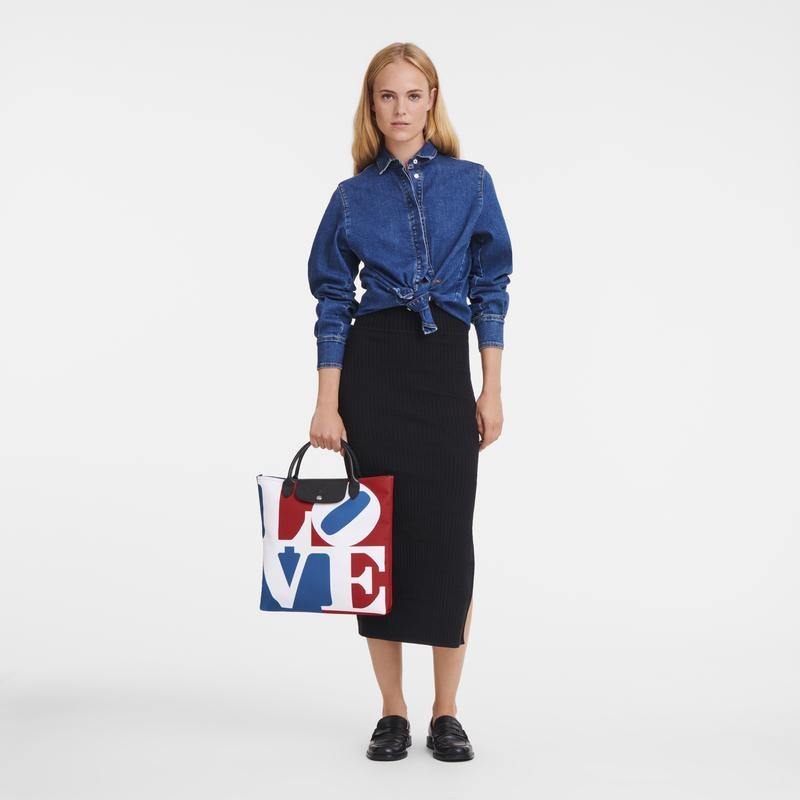 White Men's Longchamp x Robert Indiana L Handbags | 21073-NFYC